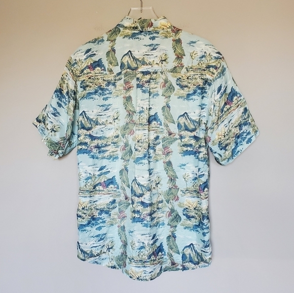 Hilo Hattie Men's 100% Silk Hawaiian Print Button Down Short Sleeve Camp Shirt - Picture 3 of 7